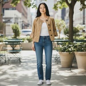 LOFT Tan Utility Jacket with Button Front